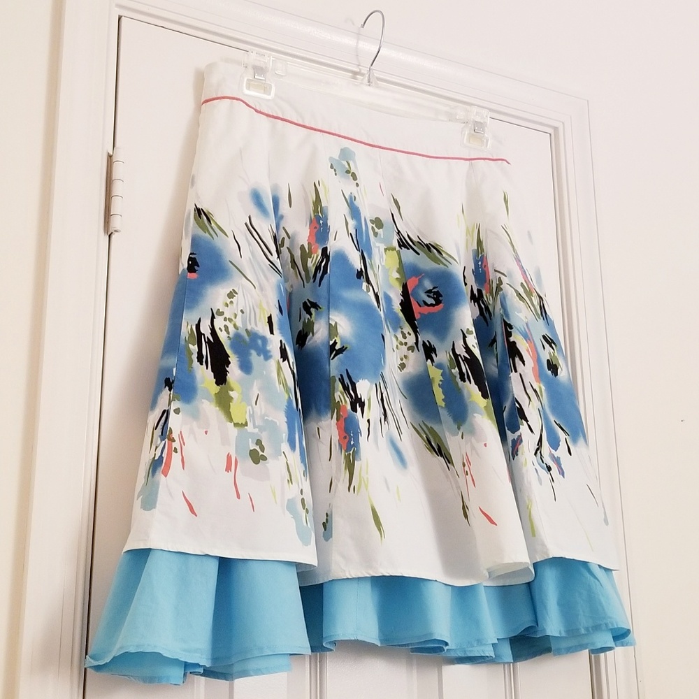 DownEast Basics Blue Floral Skirt - Large